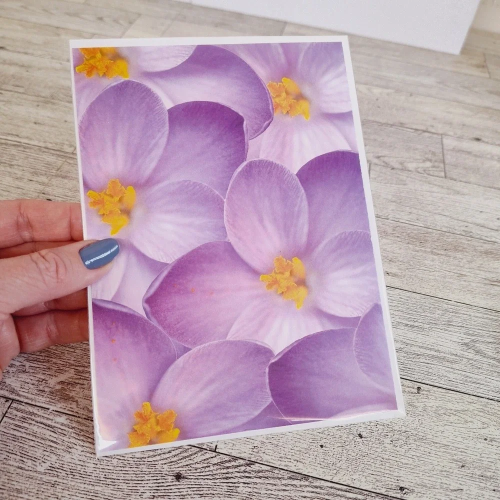 Floral Greeting Card Blank Note Card Purple‎ Flower Stationery Gift Any Occasion